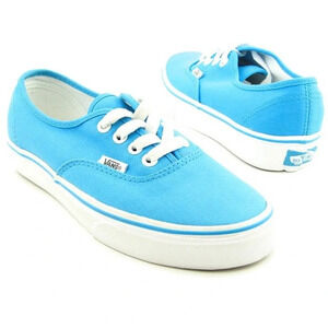 Vans Authentic Cyan Blue/ True White Lace Up Canvas Sneakers‎ Youth Size 11.0